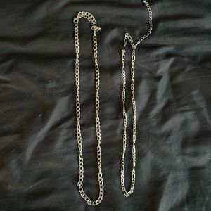 Set of 2 Sterling Silver Chain Necklaces
